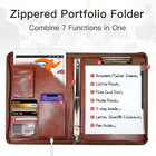 Zippered Portfolio Organizer   Leather Padfolio With 3 Ring Binder  Professional