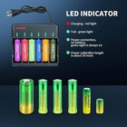 6-bay 18650 Battery Charger For 3 7v Li-ion Rechargeable Batteries Multiple Size