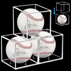 3 Pack Baseball Display Case Uv Protected Acrylic Ball Holder Cube Golf Tennis B