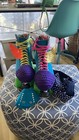 Moxi Lolly    skates   retired    pool Blue    Suede   ladies Size 8  fit  9-9 5   extras