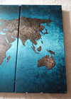 3 Panel World Map Wall Art Blue Black Canvas Hanging Modern Decor 21 x14  Total