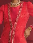 Size 6 Ashro Red Formal Wedding Party Church Lelina Pearl Mesh Jacket Dress