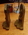 Thinker Pair Of Bookends Vintage   Antique Cast Metal Bronze Tone Art Deco Heavy