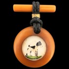 Bakelite      Spaniel Setter Dog      Intaglio Painted Reverse Cameo Brooch Bar Pin