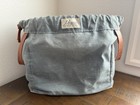 Magner Waxed Canvas And Leather Handmade Knitting   Project Bag  Bluestone