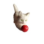 Goebel Ceramic White Cat Kitten With Red Ball Germany Marked Vintage Figurine 