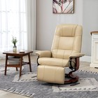 Faux Leather Reclining Lounge Chair Swivel Recliner Sofa Seat W  Wood Base White