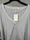 New Free People Women s On My Mind V-neck Long Sleeve Shirt Light Gray Size S