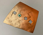Lot Of 3 Vintage Hand Crafted 1970s Modernist Copper Enamel Art Brooches