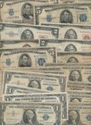  50  Face Value Mixed Red  And Blue Seals Old  Imperfect  Currency  Lot