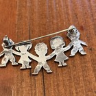 Mexican 925 Sterling Silver Family Holding Hands Brooch Pin  No Stone