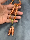 Excellent Rare Tibetan Old Agate Dzi  multiple Symbols  Beads Prayer Necklace