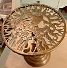 Heavy Victorian  Brass Fireside Trivet 10x8 Inches Cast Iron Weighted Base  65 