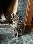 Pair Of Antique Vintage Cast Metal Dragon Guardian Statues     Made In India     16   