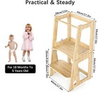 2 In 1 Convertible Wooden Kids Kitchen Step Stool With Safety Rail  Natural