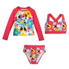 Nwt Disney Store Minnie Mouse Rash Guard  Deluxe Swimsuit Girls 3 Pc Upf 50 