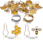 20 Pcs Cute Bee Honeycomb Stitch Marker  2 Pcs Adjustable Knit Crochet Loop Ring