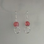 Abstract Splatter Glass Bead Dangle Hoop Earrings Handmade Silver Tone Boho Chic