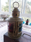 Antique  Perkins Perko Light Marine Navigation  2 Oil  Lamp Set With Pegged Box