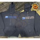 Full-zip Usps Texture Postal Logo Hooded Sweatshirt Postal Worker Rural Carrier