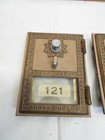 Pair Antique Usps Greek Key Mail Post Office Box Door Us Brass Glass Window Bank