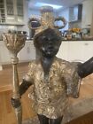Vintage Caste Bronze Blackamoor Sculpture Candlestick Statue 16    Tall
