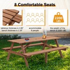 Durable Wooden Picnic Table 8-seater With Umbrella Hole Weather-resistant Brown