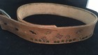 Vintage 70s-80s Hand Tooled Mushroom  Brown Leather Belt Hippie Boho 30   -31 