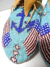 Vintage Southern Arapaho Indian Usa Flag   Mariner Beaded Moccasins - Hard Soles