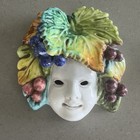 2 Vintage Italy Majolica Pottery 6 5  X 6   Bacchus Floral Seasons Wall Mask