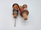 Vtg Lot Of 2 Italian Anri Carved Figural Wood Bottle Stoppers