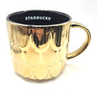 Starbucks Coffee Mug 2019 Limited Edition Gold Scallopped 14oz Holiday Rare