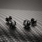 Black Sterling Silver Cubic Zirconia Stud Earrings For Men Or Women 4mm