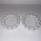 2 Vintage Hazel Atlas Apple Blossom Floral Dogwood Coasters Ashtray Milk Glass