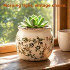 Vintage Farmhouse Handmade Ceramic Planter Pot Ice Crack Glaze