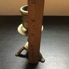 Antique Three-legged Brass Candlestick  Engraved Floral Design 4 25 h X3 w