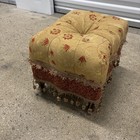 Vintage Floral Footstool Ottoman Tassel Fringe