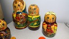 Vtg Wooden Russian 10 Piece Matryoshka Family Nesting Dolls Signed 9 - 75 