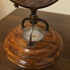 Terrestrial Globe  Compass Built Into Wood Base  Bronze Fittings  H-8 5  Base 6 