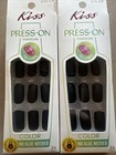 2pk  Kiss Press-on Manicure Nails    make It Simple    medium black 24 Per Pack 