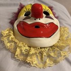 Porcelain Mask Clown 7  Mardi Gras 1980s Art Signed Fancy Faces New Orleans