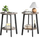 Round End Table Set Of 2 Small Side Tables W  Storage Living Room Bedroom New