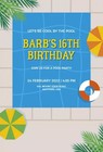 Digital Pool Party Colors Birthday Party Invitation Personalized Texts 2