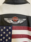 Harley Davidson Leather Biker Jacket 3xl American Flag Usa Black And White Heavy