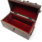 Wooden Treasure Chest With Padded Velvet Lining And Antique Lock With Skeleto   