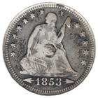 1853 Love Token On Liberty Seated Quarter