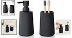 Elegant Matte Black Bathroom Accessories Set  Soap Dispenser   Toothbrush Holder