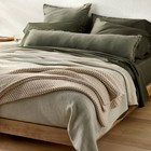 Euro Heavyweight Linen Blend Throw Decorative Pillow Olive Green - Casaluna