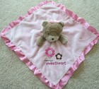 Carter s Pink Baby Security Blanket Blankie Banky Teddy Bear Rattle Toy 