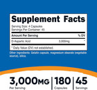 D-aspartic Acid  daa  Capsules 3000mg Per Serving  180 Capsules  - Non-gmo
